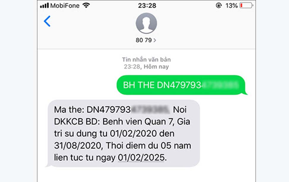 Hệ thống trả về kết quả tra cứu thời hạn sử dụng của thẻ BHYT.