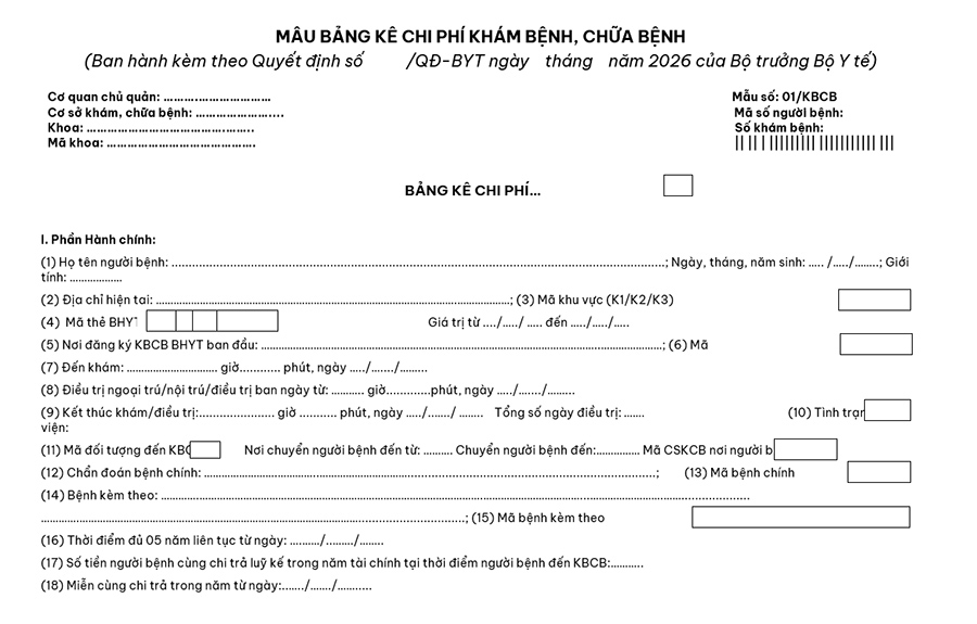 Mẫu số: 01/KBCB kèm Nghị định 679/QĐ-BYT